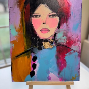 abstract portrait, original art, figurative art, abstract painting, art on canvas, expressionism, wall art, portrait painting, mixed media