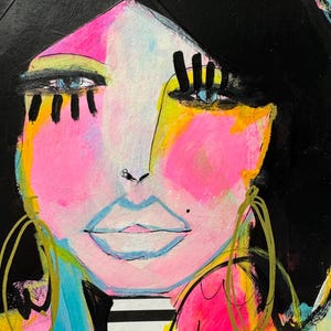 mixed media portrait, abstract portrait, colorful artwork, original art, abstract face, mixed media face, fashion painting, whimsical art