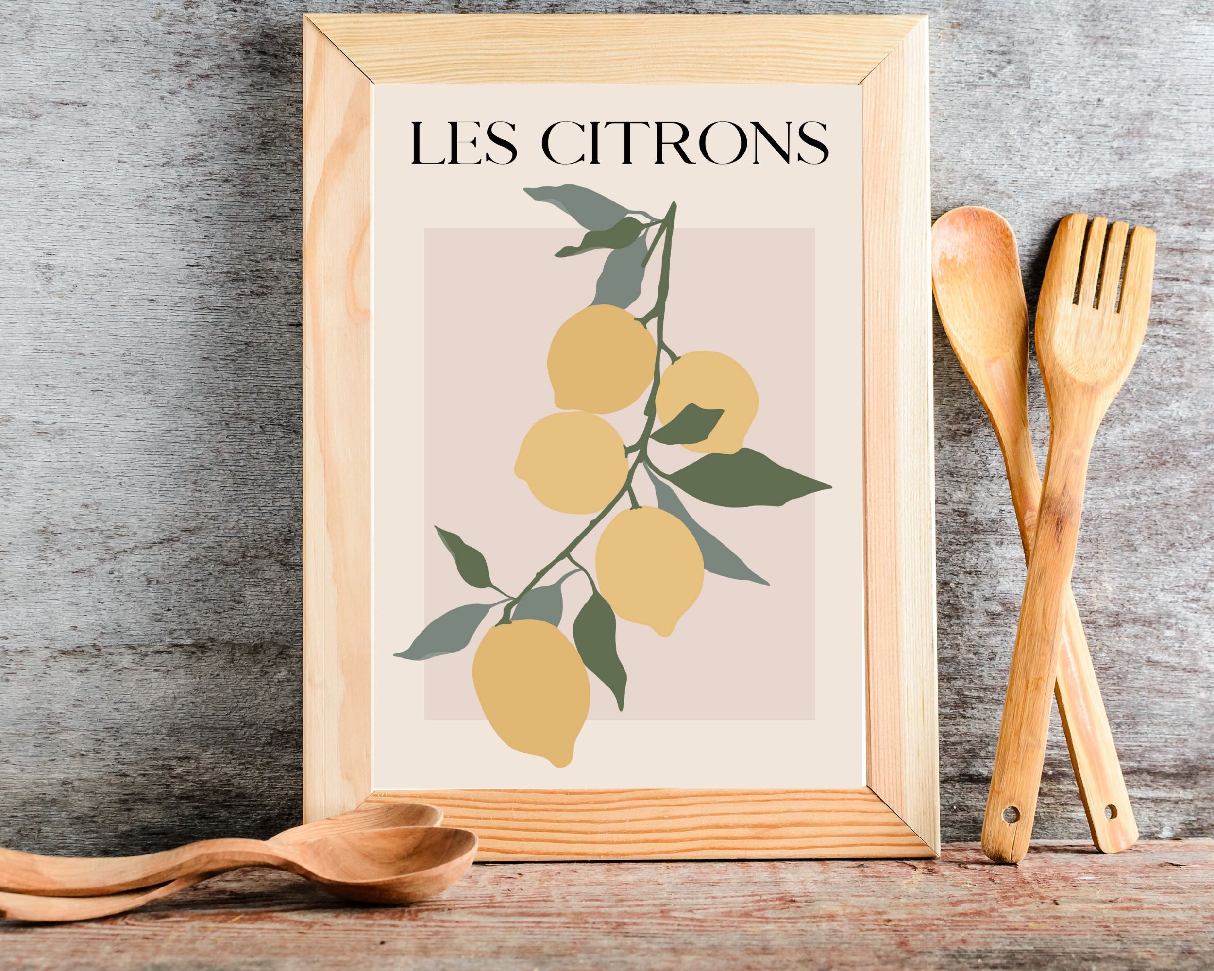 Fruit Market Print Set of 5 | Lemons Oranges Peaches | Kitchen Wall Art ...