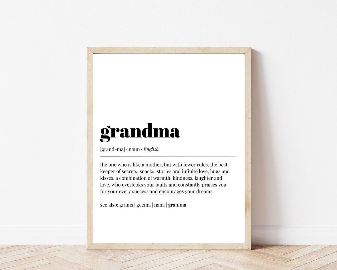 Grandma Definition Print Grandmother Definition Gifts for Grandma Gift