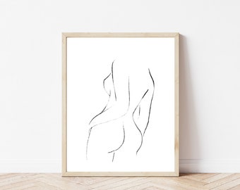 Bathroom Line Art | Minimalist Art | Woman in Bathtub | Minimal One Line Print | Single Line Drawing | Bathroom Wall Art | Bathroom Print