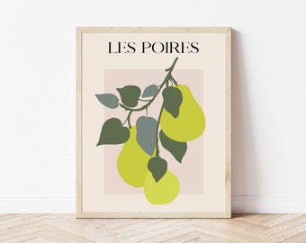 Fruit Market Print | Pears Poster | Les Citrons | Kitchen Poster | Printable Art | Kitchen Decor | Les Poires Art | Fruit Art Print