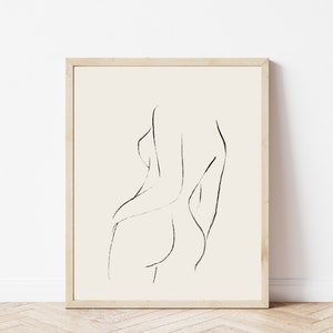 Bathroom Line Art | Neutral Wall Art | Woman in Bathtub | Minimal One Line Print | Single Line Drawing | Bathroom Wall Art | Bathroom Print