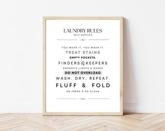 Funny Laundry Room Print | Laundry Room Art Print | Laundry Room Decor | Laundry Rules | Funny Laundry Sign | Digital Download