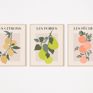 Fruit Market Print Set of 5 | Lemons Oranges Peaches | Kitchen Wall Art ...