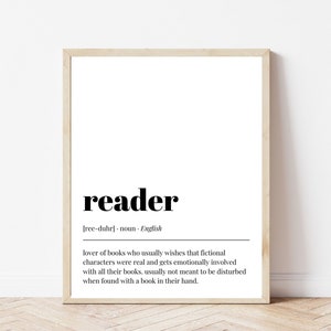 Reader Definition Print | Book Wall Art | Book Lover Print | Printable Wall Art | Dictionary Art | Reader Gift | Digital Download