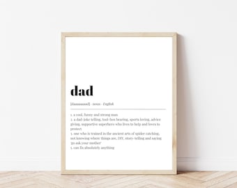 Dad Definition Print | Gifts for Dad | Gifts for Him | Fathers Day Gift | Family | Gifts for New Dad | Office Decor | Dad Definition