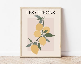 Fruit Market Print Set of 5 | Lemons Oranges Peaches | Kitchen Wall Art ...