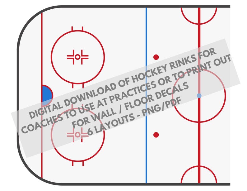 Printable Ice Rink Template.pdf Ice Hockey Rink Images for Coaches and Practices - (PDF/PNG) - Etsy
