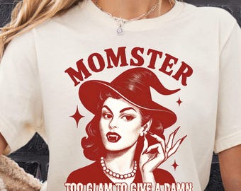 Momster Witch Shirt Funny Halloween Mom Tee, Vintage Witch Shirt, Spooky Mom Shirt, Cute Scary Mom Gift, retro Halloween mom tee, witchy tee
