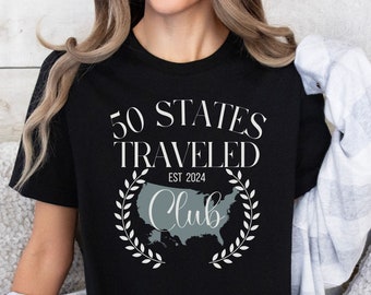 50 states traveled Club bucket list t-shirt, all 50 states travel bucket list tee, visited all 50 states shirt, 50 States Travel Challenge