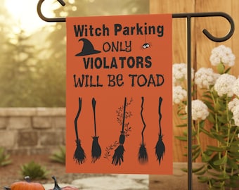 Halloween Witch and broom Garden & House Banner, Halloween yard sign, Halloween witch garden flag, Halloween yard decoration, spooky flag