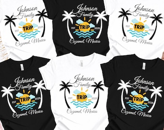 Camisetas personalizadas para viajes familiares, camisetas para vacaciones familiares, camisetas para viajes con ambiente playero, camisetas personalizadas para viajes familiares a la playa, atuendos a juego para vacaciones familiares.