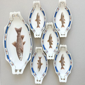 Vintage Victoria China Czechoslovakia Porcelain Serving Dishes With Fish Design