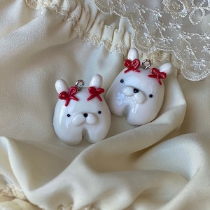 Ribboned Bunny Polymer Clay Charm