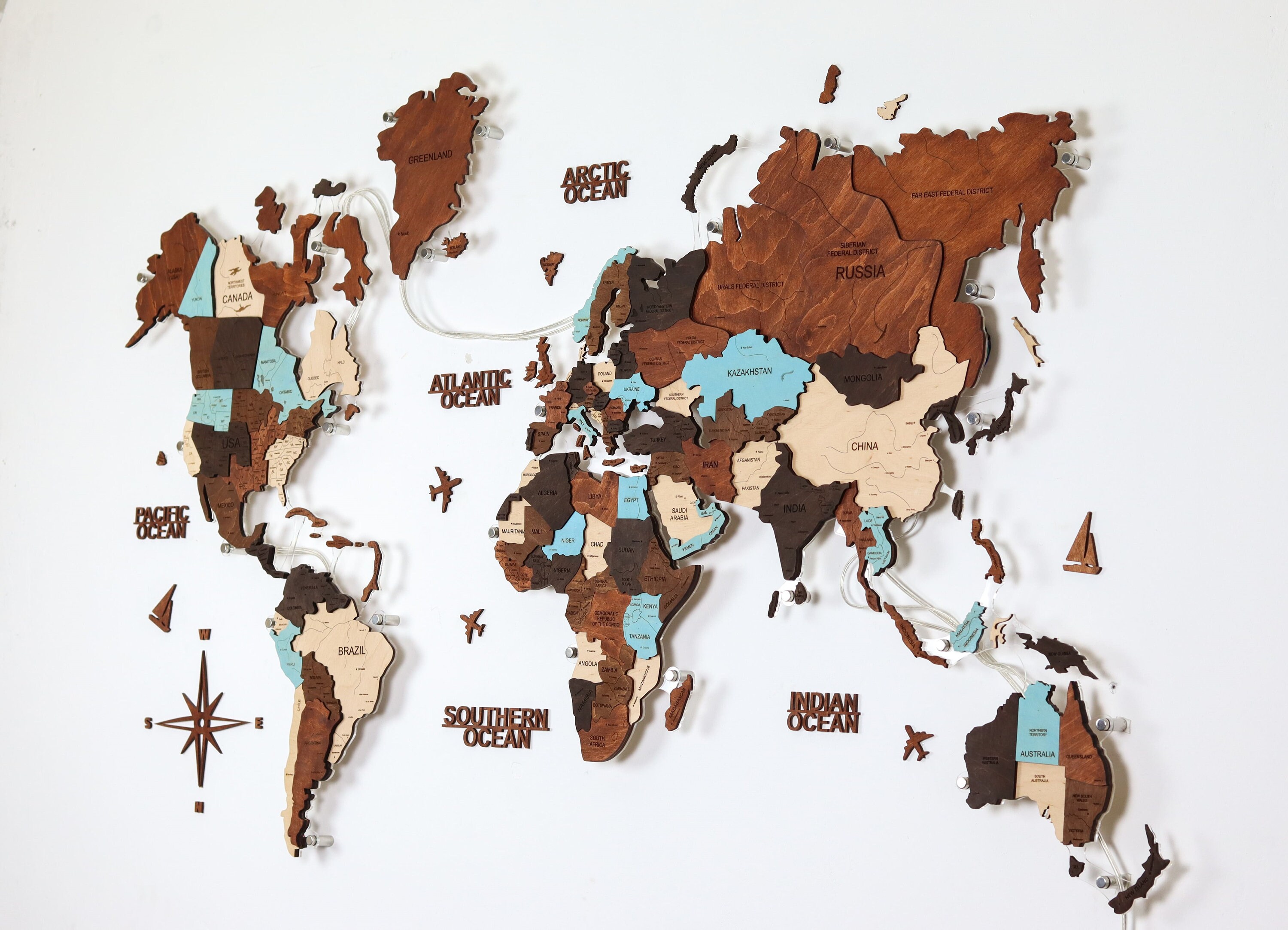 Wooden World Map Wall Decor, World Map, Wood Map, Wall Art Decor, Wooden World Map, 3D World Map