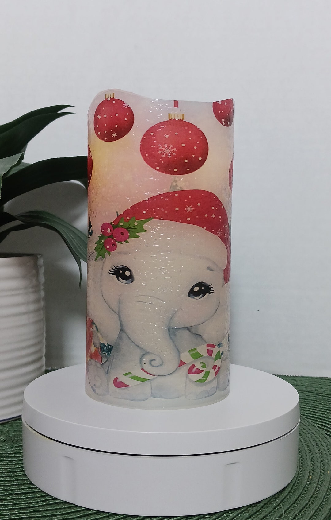 Christmas Elephant Flameless Candles Free Gift Box Batteries Included Candles Flicker and Dance