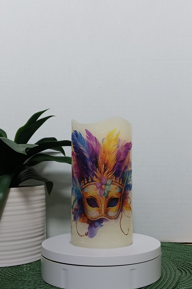 Mardi Gras Mask 1 - Flameless Candles - Free Gift Box - Batteries ...