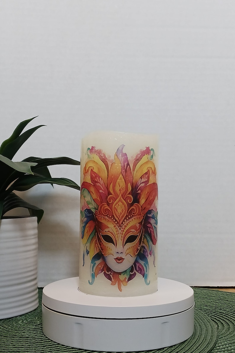 Mardi Gras Mask 4 - Flameless Candles - Free Gift Box - Batteries ...