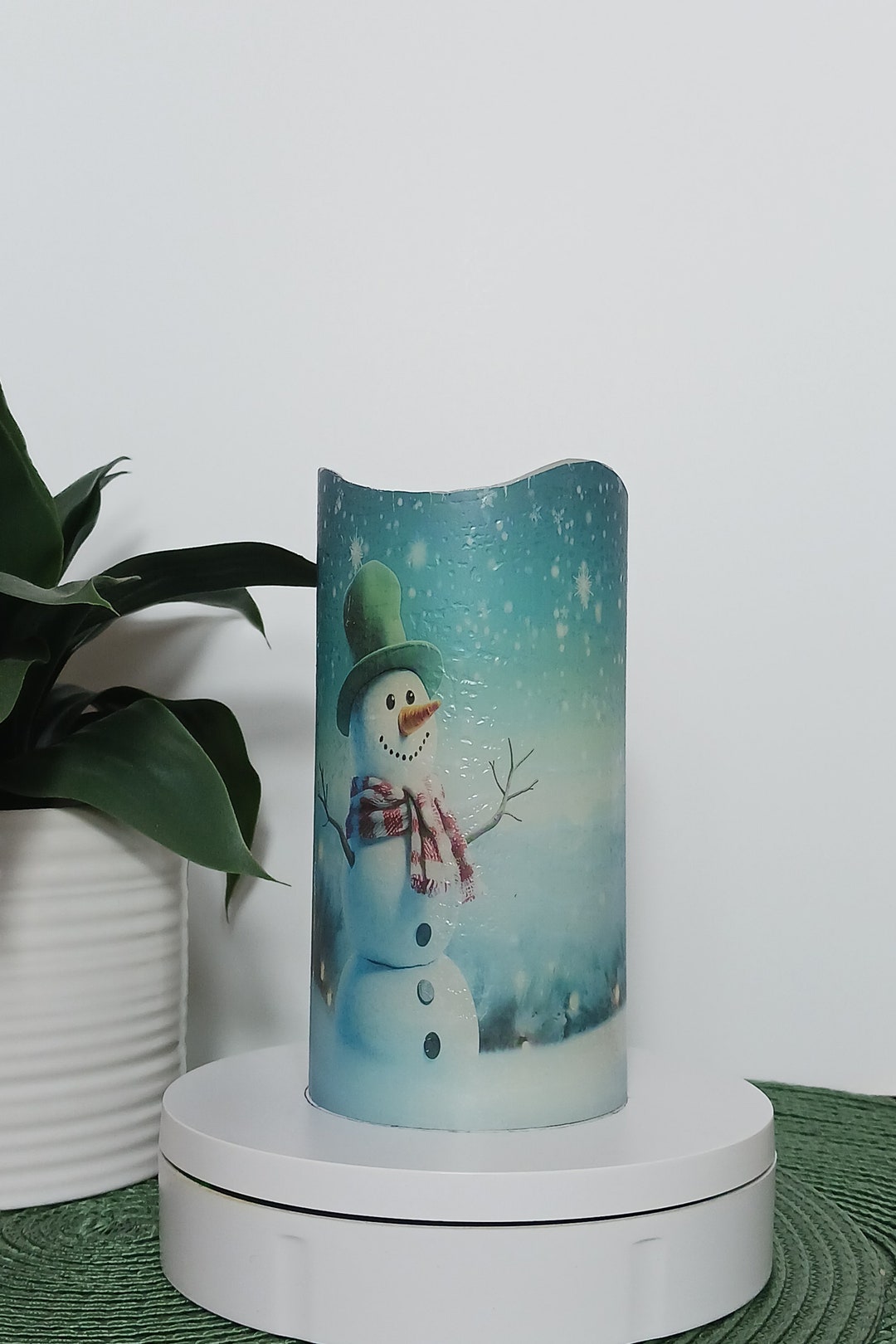 Happy Snowman Flameless Candles Free Gift Box Batteries Included