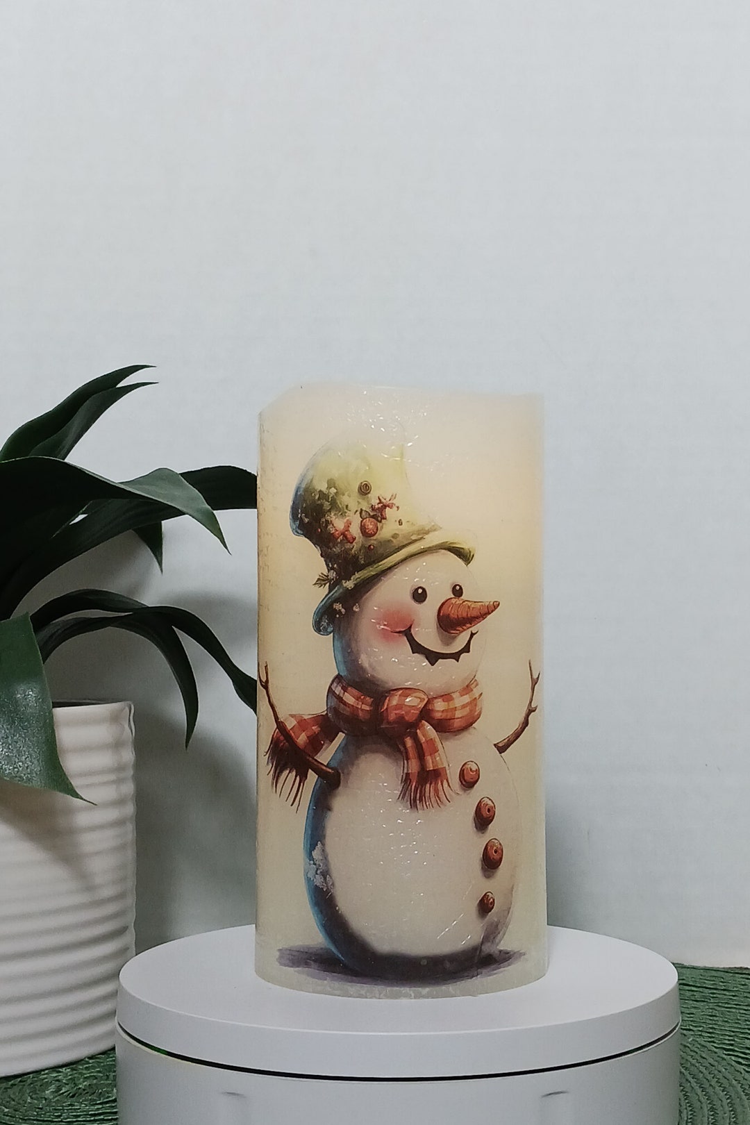 Snowman Flameless Candles Free Gift Box Batteries Etsy