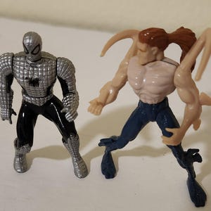 1994 Toy Biz Web Of Steel Spider-man vs Smythe Die Cast Action Figures Complete Nice Condition