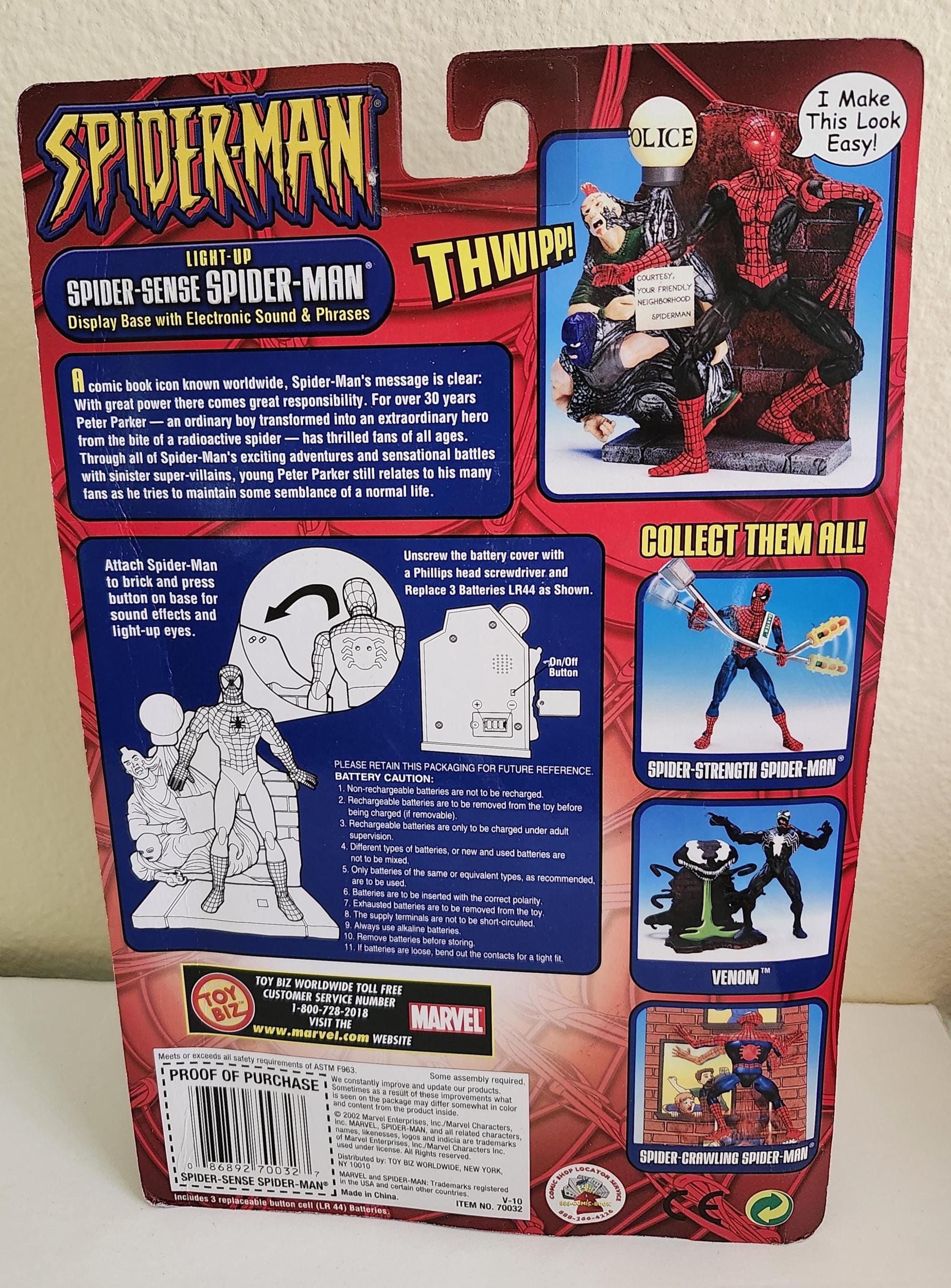 2002 Toy Biz Spider-man Light up Spider Sense Spider-man