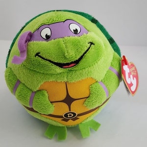 Ty Beanie Ballz Teenage Mutant Ninja Turtles Donatello Plush Toy New With Tags TMNT