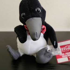 2000 Coca Cola Penguin with Bow Tie Plush Toy 6 Inch Nice Condition With Tags Attached Rare