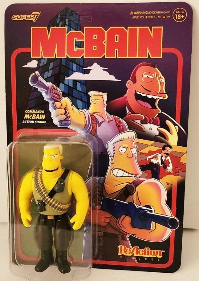 Super7 the Simpsons Mcbain Commando Mcbain Reaction Figure New Sealed Unpunched Etsy