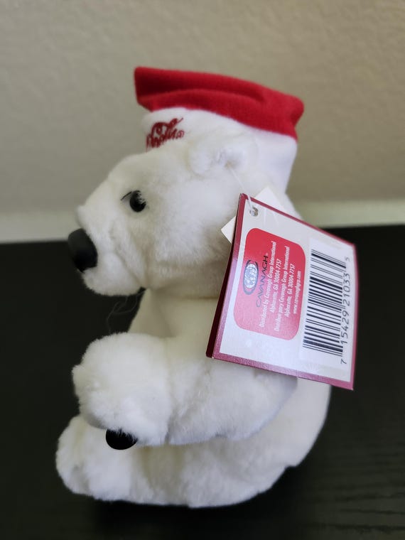 Peluche Ours polaire blanc écharpe rouge Coca Cola