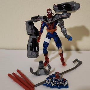 1996 Toy Biz Spider-Man Spider Wars Cyborg Spider-Man Action Figure Complete Nice Condition