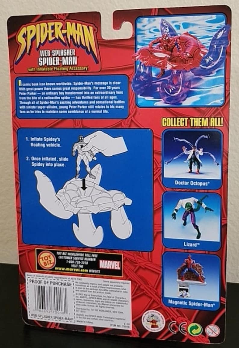 2002 Toy Biz Spider-Man Web Splasher Spider-Man Action Figure New Sealed Package image 2
