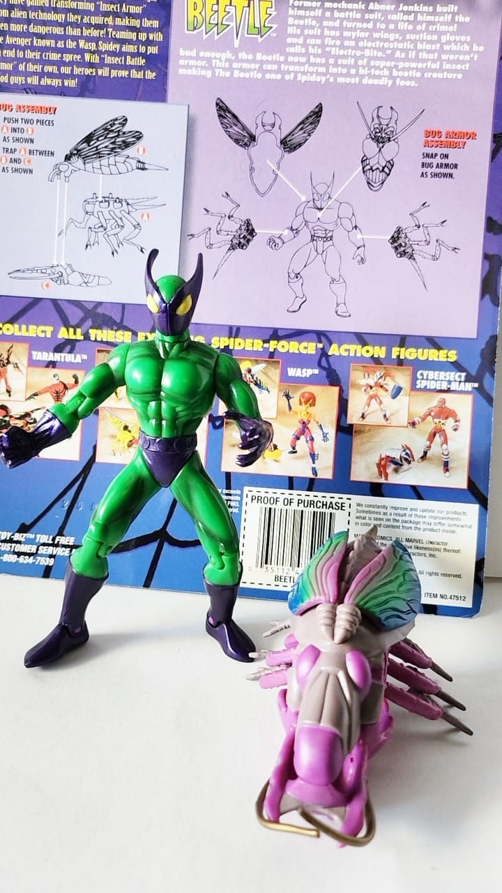 1997 Toy Biz Spider-man Spider Force Beetle Action Figure Nice
