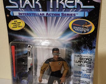 Figura de acción de Geordi Laforge de la serie Star Trek Interstellar de Playmates Toys de 1995, nuevo paquete sellado