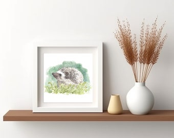 Hedgehog Watercolour Print, Animal Wall Art