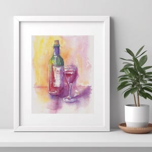 Vin Rouge, print of red wine from my original watercolour painting, Red wine wall art, Alcohol wall decor, Wine gift, Wine connoisseurs art