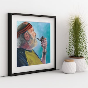 Man with a pipe portrait from my original oil painting, Portrait wall decor, Old man with pipe picture, Wall art, Portrait oil art