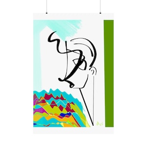 Abstract Portrait Matte Vertical Posters, Wall Art Print, Colorful Abstract Poster, Sorrowful Artwork Print, Minimalist Wall Decor Print