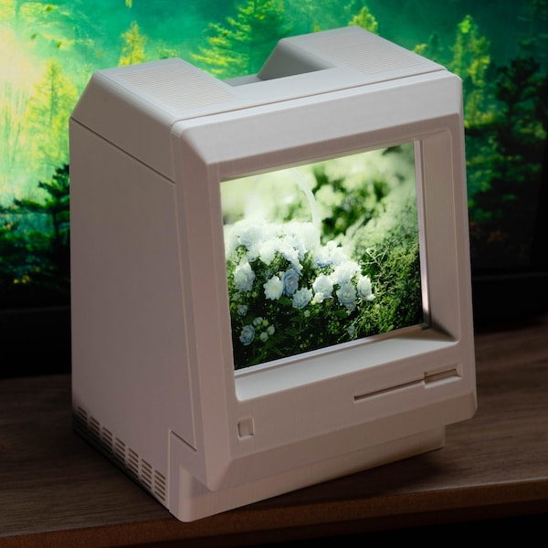 Retro Mac-Style Slide Film Viewer LED Light Box for 35mm (135) & 120 Film (6x6/6x7) Rechargeable TypeC Display for Vintage Slides Night Lamp