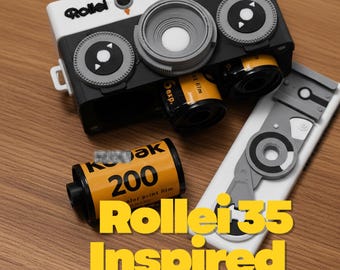 Rollei 35-Inspired 3D Printed Film Case Holds 3 Rolls of 35mm Film | Retro Camera Style Film Container Analog Photographers Christmas Gift
