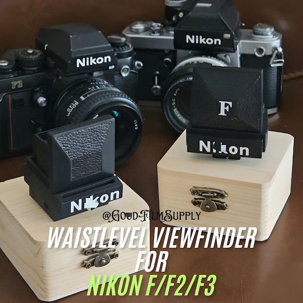 3D Printed Waist Level Viewfinder for Nikon F/F2/F3 – WLVF w/ Magnifier – Vintage 35mm Film Camera Gift for Analog Photographers