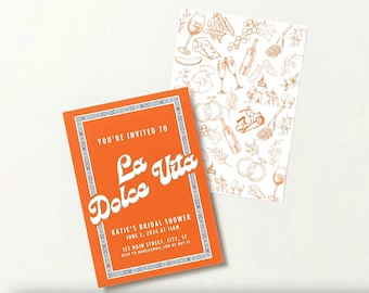 Invitation pour une soirée à thème la Dolce Vita | Design d'inspiration italienne | Anniversaire, EVJF, Shower nuptiale | Téléchargement instantané | Modèle de toile