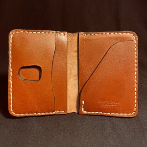 Cartera plegable de cuero hecha a mano, cuero de búfalo