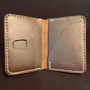 Handmade Leather Chocolate Brown Bi-Fold Wallet, Buffalo Leather