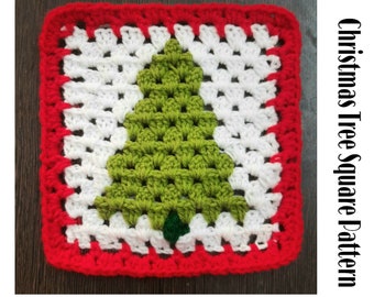 Vintage Crochet Pattern, Christmas Tree Motif, Afghan PDF Photos Included, Granny Square, Winter Throw Blanket, Home Decor, Christmas gifts.