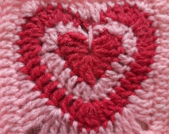 Couverture au crochet pour la Saint-Valentin : carré grand-mère triple coeur, couverture motif coeur, décoration de chambre d'amour, motif couverture de bébé, tutoriel photo