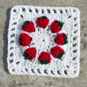 Mini Strawberries Granny Square: Strawberry Crochet Pattern, Valentines Crochet PDF Pattern, Afghan Block, Red And Green Thrown, strawberry girl
retro granny square
berry color palette
strawberry love
Fruit granny square