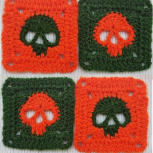 Crochet Pattern, Skull Granny Square, Crochet Skull, Halloween Granny Square Pattern Applique, Spooky Pattern, Motif Square, Gothic Crochet