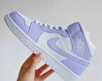 Lilac Purple Custom Jordan 1 Custom Sneakers Hand Painted Personalized Custom Art You Own Ideals